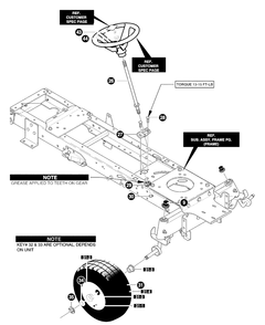 Steering Assembly Diagram and Parts List for 40379X68A 2001 Briggs and Stratton Lawn Tractor